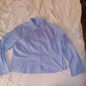 Elegant Blue Striped Women's Blouse